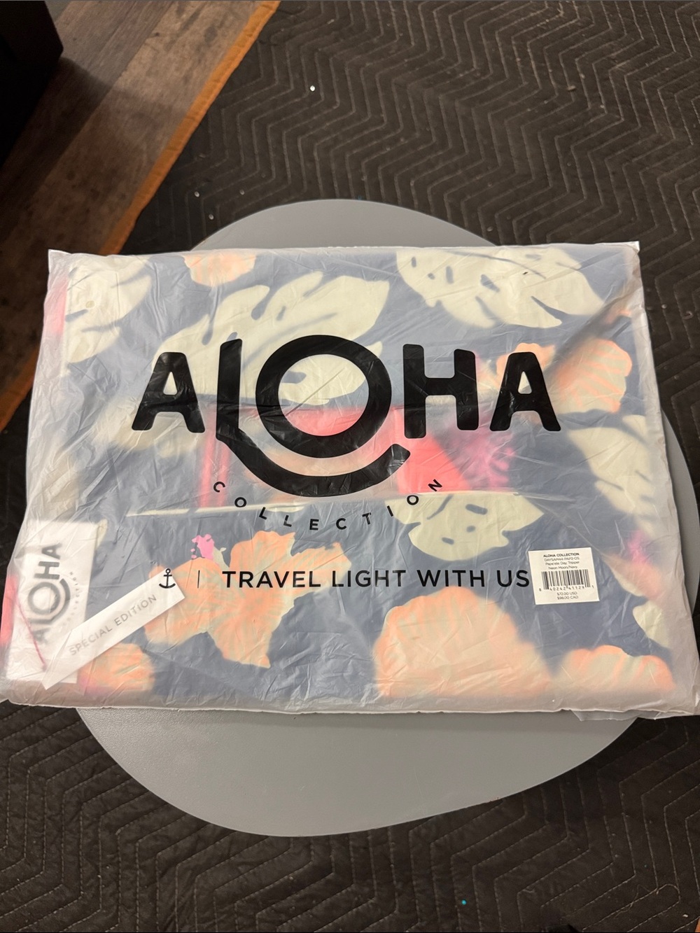 ALOHA Collection Navy Beach Towel with Pink & Cream Floral Print